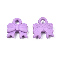 Medium Orchid Spray Painted Alloy Charms, Cadmium Free & Lead Free, Bowknot, Medium Orchid, 9.5x9x2mm, Hole: 1.5mm