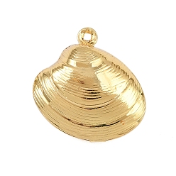 Настоящее золото 18K Латунные подвески, подвески в форме ракушек, стойки покрытие, долговечный, без кадмия и без свинца, реальный 18 k позолоченный, 19.5x19.5x7 мм, отверстие : 1 мм