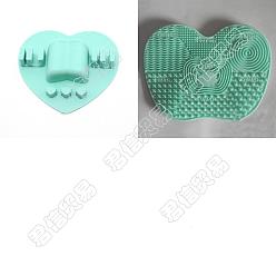 Aquamarine Gorgecraft Silicone Makeup Brush Organizer & Silicone Makeup Cleaning Brush Mat, Aquamarine, 2pcs/set