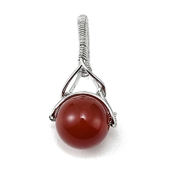 Красный Агат Подвески в виде шариков из натурального сердолика, круглые подвески с латунной фурнитурой, платина, 32x15x12 мм, отверстие : 4.5x16 мм