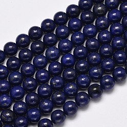 Lapis Lazuli Dyed Natural Grade AA Lapis Lazuli Round Bead Strands, 8mm, Hole: 1mm, about 48pcs/strand, 15.5 inch