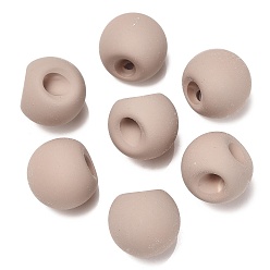 Brun Rosé  Perles acryliques caoutchoutées, ronde, top foré, brun rosé, 18x18x18mm, Trou: 3mm