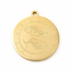 Рыбы 304 подвески из нержавеющей стали, плоско-круглые, Рыбы, 28x24.5x1.6 мм, отверстие : 2 мм