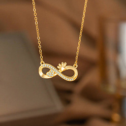 Золотой Подвеска в виде сердца с прозрачными кубическими циркониями и символом бесконечности ко Дню святого Валентина 304 Цепочка из нержавеющей стали для женщин, золотые, 15.75 дюйм (40 см)