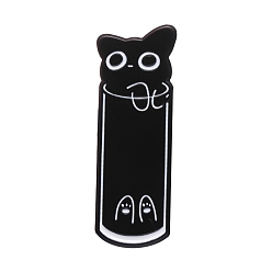 Cat Shape Enamel Pins, Zinc Alloy Brooch, Black, Cat Shape, 30x11mm