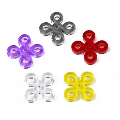 Mixed Color Transparent Acrylic Beads, Chinese Knot, Mixed Color, 18x18x2.5~3mm, Hole: 1.8mm
