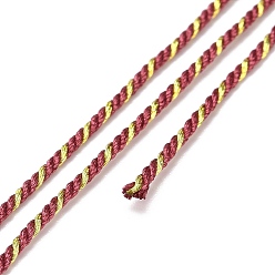 Indian Red Polycotton Filigree Cord, Braided Rope, with Plastic Reel, for Wall Hanging, Crafts, Gift Wrapping, Indian Red, 1.2mm, about 27.34 Yards(25m)/Roll
