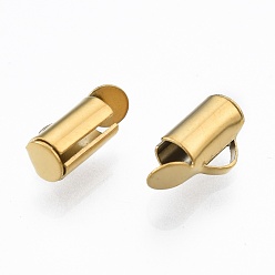 Golden 304 Stainless Steel Slide On End Clasp Tubes, Slider End Caps, Golden, 6x8x4mm, Hole: 3x1.5mm, Inner Diameter: 3mm
