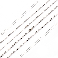 Stainless Steel Color Unicraftale 304 Stainless Steel Necklace Making, 304 Stainless Steel Ball Chains, Stainless Steel Color, 23.6 inch(60cm), 1.5mm & 2.5mm, 30pcs/box