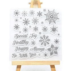 Clear Christmas Snowflake Clear Silicone Stamps, for DIY Scrapbooking, Photo Album Decorative, Cards Making, Clear, 100x100mm
