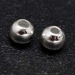 Серебро 925 шарики стерлингового серебра, бесшовные круглые бусины, серебряные, 2 мм, отверстие : 0.7~1 мм, Около 869 шт / 20 г
