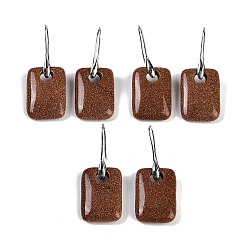 Камень с Пылевым Золотом Серьги из синтетического золота, с латунными крючками для сережек, без кадмия и без свинца, прямоугольные, 43.5x18 мм