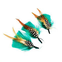 Medium Turquoise Feather Ornament Accessories, for DIY Masquerade Masks, Costume Feather Hat, Hair Accessories, Medium Turquoise, 80~100mm