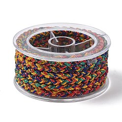 Разноцветный Оплетенный нейлоновый шнур, для изготовления ювелирных изделий, круглые, красочный, 3.8~5 мм, около 2.19 ярдов(2м)~3.28 ярдов(3м)/рулон