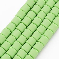 Pale Green Polymer Clay Bead Strands, Column, Pale Green, 5~7x6mm, Hole: 1.5~2mm, about 61~69pcs/strand, 15.74 inch