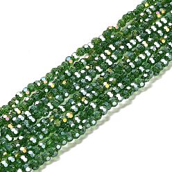 Green Transparent Glass Beads, Faceted, Round, Green, 3.5x3mm, Hole: 1mm, about 168~169pcs/strand, 19.09''(48.5cm)