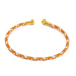 Оранжевый Изготовление браслета из плетеной проволоки из углеродистой стали, с позолоченными латунными заглушками, оранжевые, 0.25 см, внутренний диаметр: 2-3/8 дюйм (6.1 см)