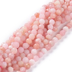 Pink Opal Natural Pink Opal Beads Strands, Round, Faceted, 4mm, Hole: 0.8mm, about 89pcs/strand, 15.55nches(39.5cm)