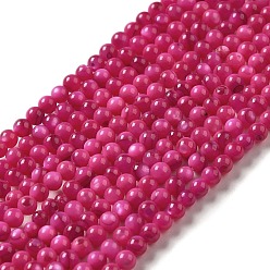Camellia Natural Freshwater Shell Beads Strands, Round, Dyed, Camellia, 3mm, Hole: 0.5mm, about 124~132pcs/strand, 14.96''(38cm)