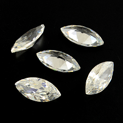 Clear Horse Eye Shaped Cubic Zirconia Pointed Back Cabochons, Faceted, Clear, 8x4mm