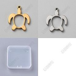 Golden & Stainless Steel Color 20Pcs 2 Colors Stainless Steel Pendants, Sea Turtle Charm, Golden & Stainless Steel Color, 27x23.5x3mm, Hole: 2mm, 10pcs/color