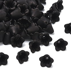 Черный Матовые цветок акриловые бусины, чёрные, 14x10 мм, отверстие : 1.5 мм