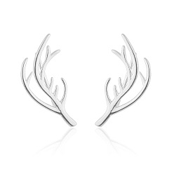 silver Adorable Deer Antler Christmas Earrings for Girls with Woodland Charm