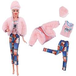 Бледно-Розовый Плюшевая куртка, жилет и штаны, наряды для куклы из ткани, комплект одежды в стиле кэжуал, аксессуары для переодевания кукол-девочек, розовый жемчуг, 270~290 мм