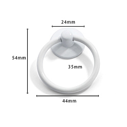 White Spray Painted Alloy Drawer Drop Pull Rings, Cabinet Pulls Handles for Drawer, Doorknob Accessories, with Iron Rings, White, 54x44x13mm, Inner Diameter: 35mm