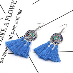 Blue HE-8367 Earrings fashion sun flower long tassel pendant accessories set of 12