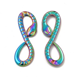 Rainbow Color Ion Plating(IP) 304 Stainless Steel Connector Charms, Infinity Snake Links, Rainbow Color, 30.5x10x2mm, Hole: 5x9mm and 8x5mm