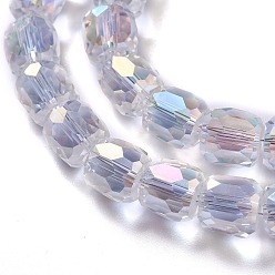 Clear AB AB Color Plated Glass Beads, Faceted Barrel, Clear AB, 8x8mm, Hole: 1mm