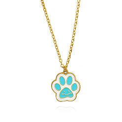 XL117 Colorful Smiling Cat Paw Pendant Necklace - Fashionable and Cute Jewelry for Best Friends