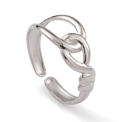 Stainless Steel Color 304 Stainless Steel Hollow Knot Open Cuff Rings for Women, Stainless Steel Color, US Size 7 1/2(17.7mm)