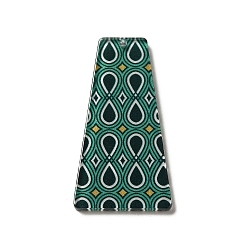 Green Printed Acrylic Pendants, Trapezoid, Green, 44.5x23.5x2.5mm, Hole: 1.5mm
