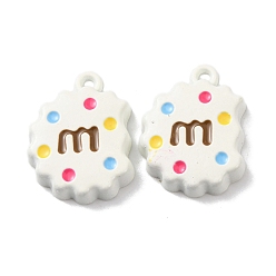 пшеница Подвески из эмалевого сплава с распыляемой краской, стойки покрытие, печенье с подвесками в виде буквы М, цвет пшеницы, 21x15.5x4 мм, отверстие : 1.8 мм