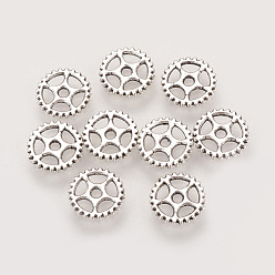 Antique Silver Tibetan Style Alloy Steampunk Charms, Gear, Cadmium Free & Lead Free, Antique Silver, 8x1mm, Hole: 1.5mm, about 5000pcs/1000g