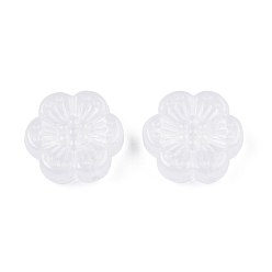 Blanc Acrylique opaque avec perles de poudre scintillantes, fleur, blanc, 12.5x13x4mm, Trou: 1.2mm