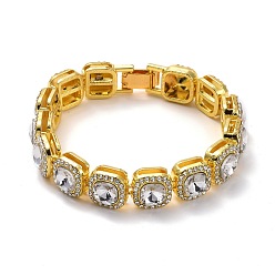 Golden Men's Crystal Rhinestone Tennis Bracelet, Hip Hop Alloy Glass Rhinestone Chunky Chain Bracelet, Golden, 8-7/8 inch(22.4cm)