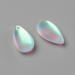 Crystal AB Glass Pendants, Frosted, Teardrop, Crystal AB, 15.5x8.8x5.5mm, Hole: 1mm