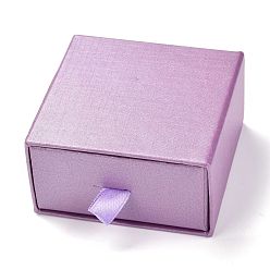Medium Orchid Square Paper Drawer Box, with Black Sponge & Polyester Rope, for Bracelet and Rings, Medium Orchid, 7.5x7.7x4cm