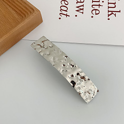 Square silver Geometric Elliptical Hair Clip with Metal Alloy Spring - Chic and Stylish