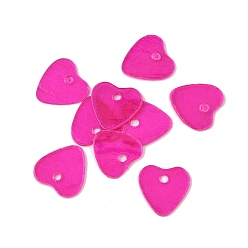 Ярко-Розовый Подвески в форме сердца из натуральных ракушек капиз, окрашенные распылением, ярко-розовый, 11.5x11.5x0.5 мм, отверстие : 1.6 мм