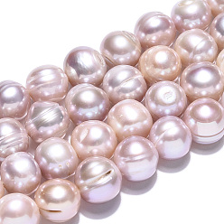 Misty Rose Natural Cultured Freshwater Pearl Beads Strands, Potato, Misty Rose, 10.5~12x9.5~12.5mm, Hole: 0.6mm, about 32~33pcs/strand, 13.78~13.98 inch(35~35.5cm)