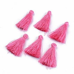 Hot Pink Polyester Tassel Pendant Decorations, Hot Pink, 30~35mm