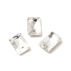 Crystal Glass Rhinestone Cabochons, Point Back & Back Plated, Faceted, Rectangle, Crystal, 6x4x2mm