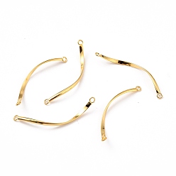 Real 18K Gold Plated 304 Stainless Steel Links Connectors, Twist, Real 18k Gold Plated, 42x2x1mm, Hole: 2mm