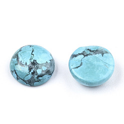 Howlite Natural Howlite Cabochons, Half Round/Dome, Dyed & Heated, Turquoise, 8x3~4mm