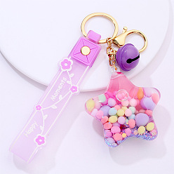 18.Pentagram-Purple Cute Cartoon 5-Star Oil Keychain Candy Ocean Keyring Creative Flower Camera Pendant