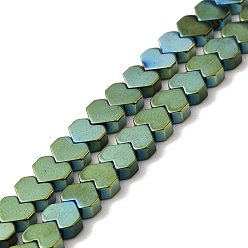 Green Plated PVD Vacuum Plating Non-magnetic Synthetic Hematite Beads Strands, Heart, Green Plated, 5x5.5x2mm, Hole: 0.9mm, about 87pcs/strand, 15.94 inch(40.5cm)
